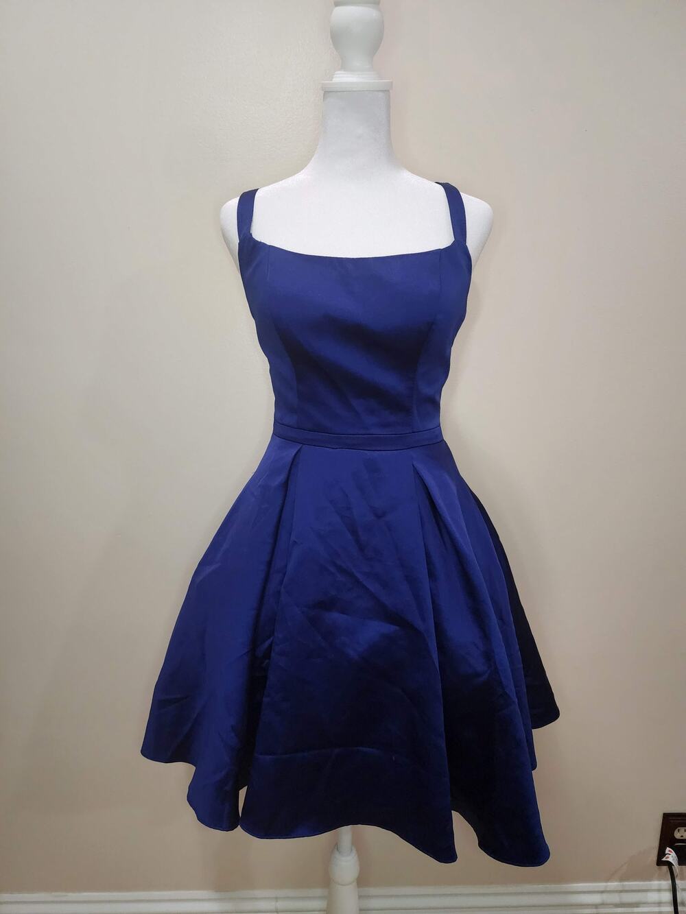 Darlin Navy Floral Strapless Homecoming Dress Size 0 Tiered Hem Prom